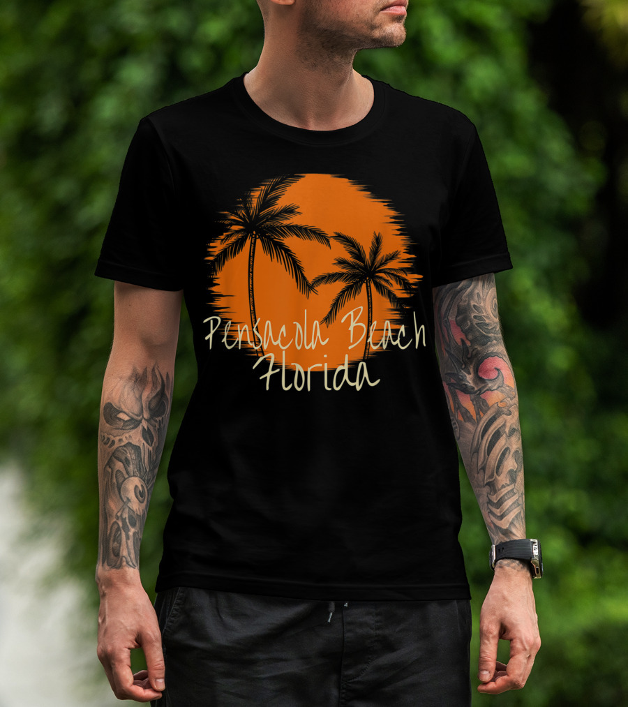 Pensacola Beach Florida Vacation Souvenir Sun Palm Trees T-Shirt