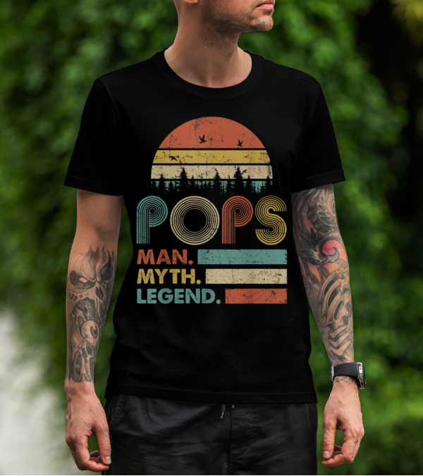 Pops The Man The Myth The Legend Retro Sunset T-Shirt