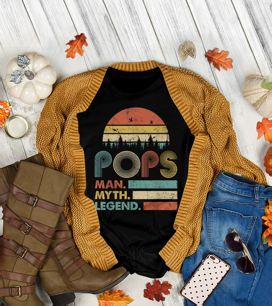 Pops The Man The Myth The Legend Retro Sunset T-Shirt