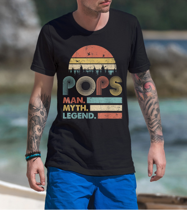 Pops The Man The Myth The Legend Retro Sunset T-Shirt