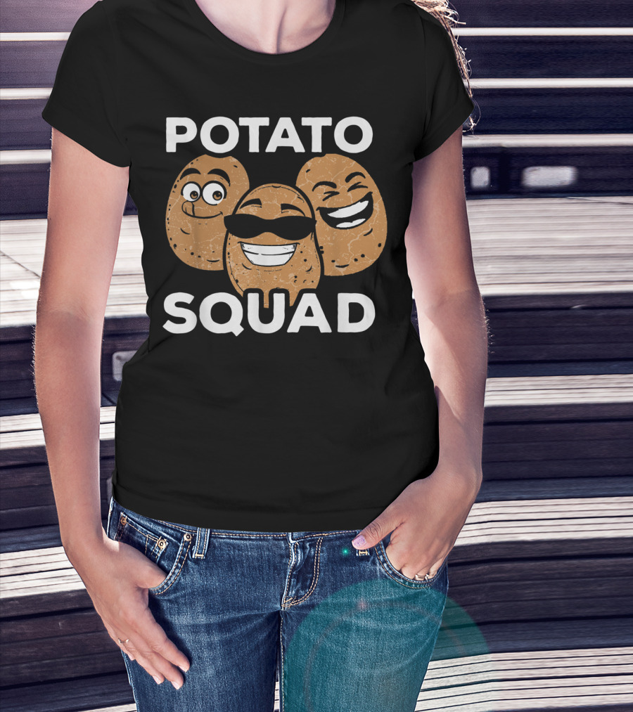 Potato Squad Cute Funny Potato Lover Smiling Cartoon Faces T-Shirt