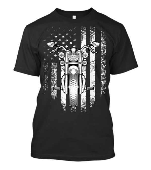 Vintage USA Flag Motorcycle Cool American T-Shirt