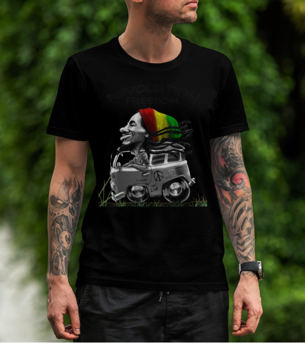 Revolution Freedom Rasta Reggae One Love Marley Peace Bus Bob Lover T-Shirt