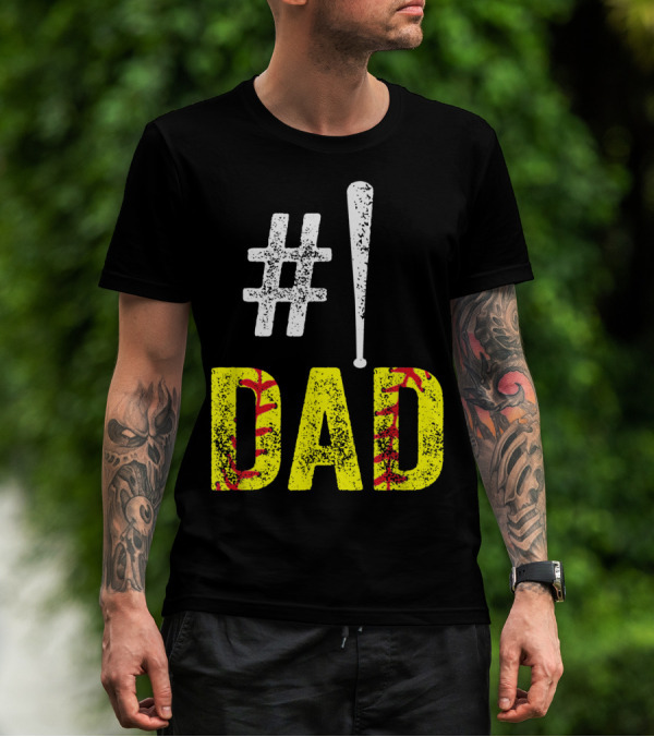 1 Dad Baseball Softball Funny Daddy T-Shirt