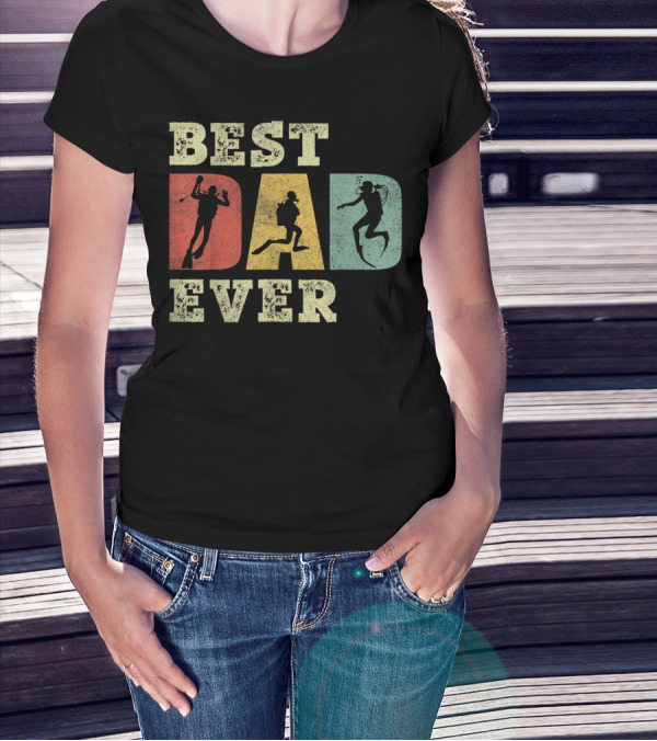 Mens Best Dad Ever With Scuba Diving T-Shirt