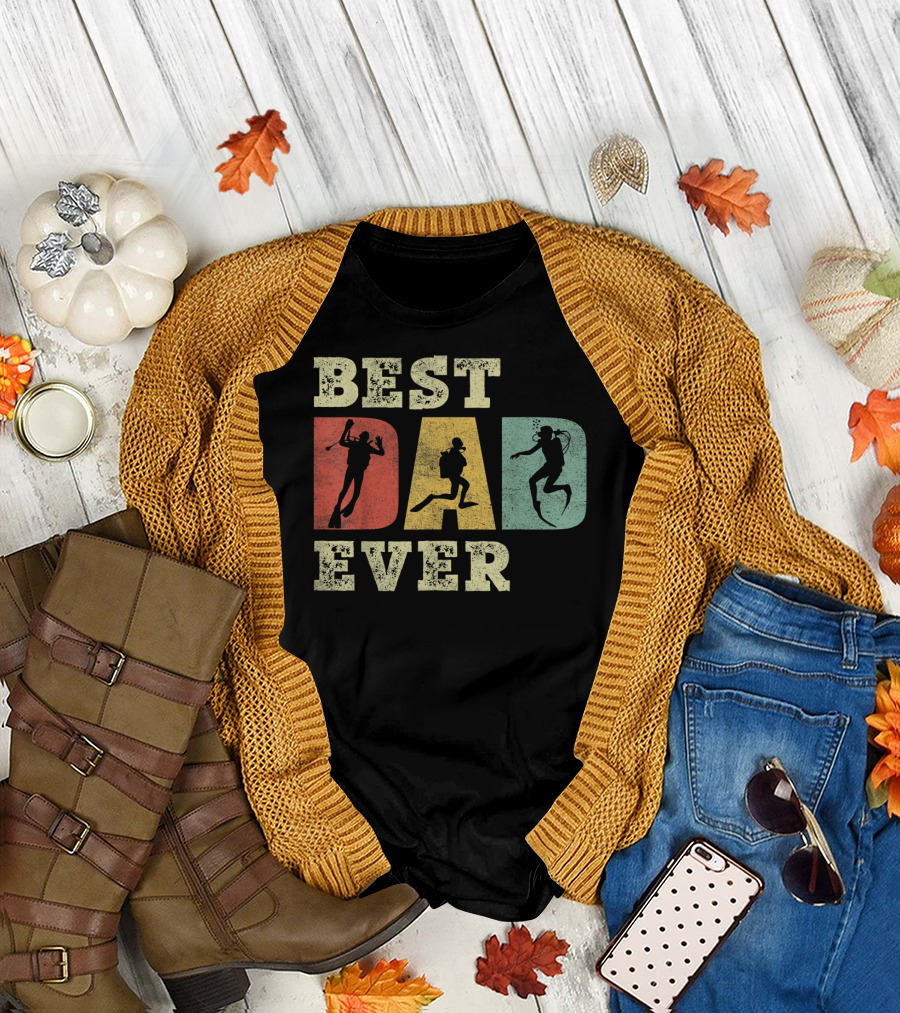 Mens Best Dad Ever with Scuba Diving T-Shirt