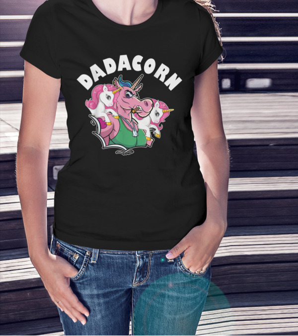 DADACORN Mens Funny Twin Dad Unicorn T-Shirt