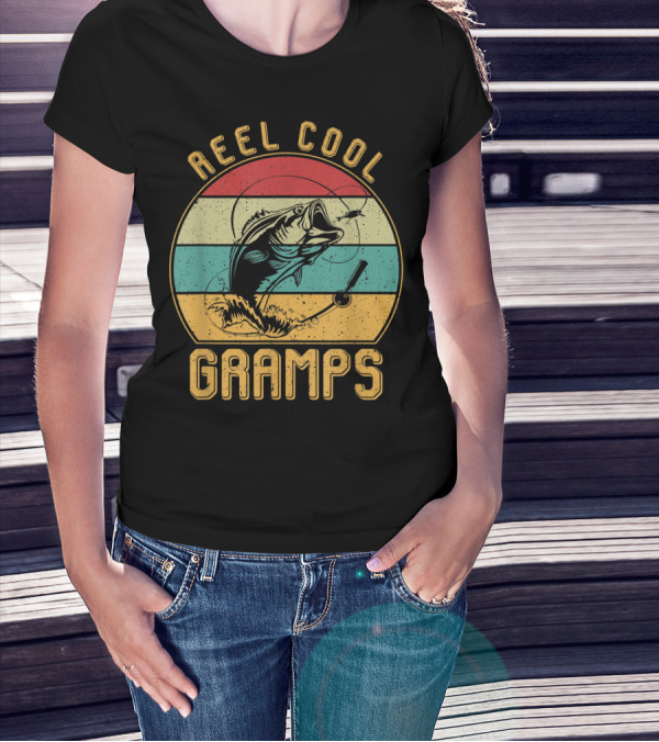 Mens Reel Cool Gramps Fishing Father's Day T-Shirt