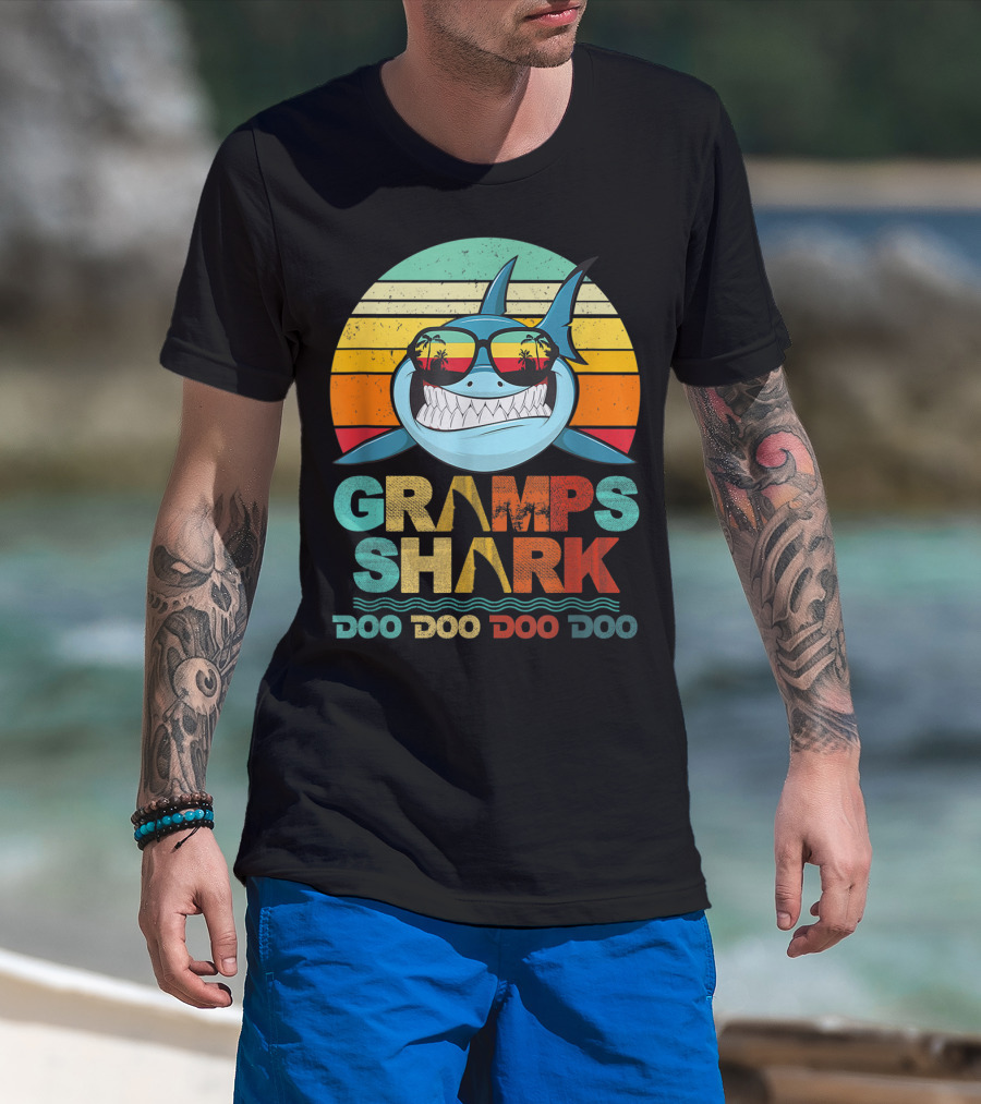 Gramps Shark Doo Doo Doo Doo Mens Vintage Funny T-Shirt