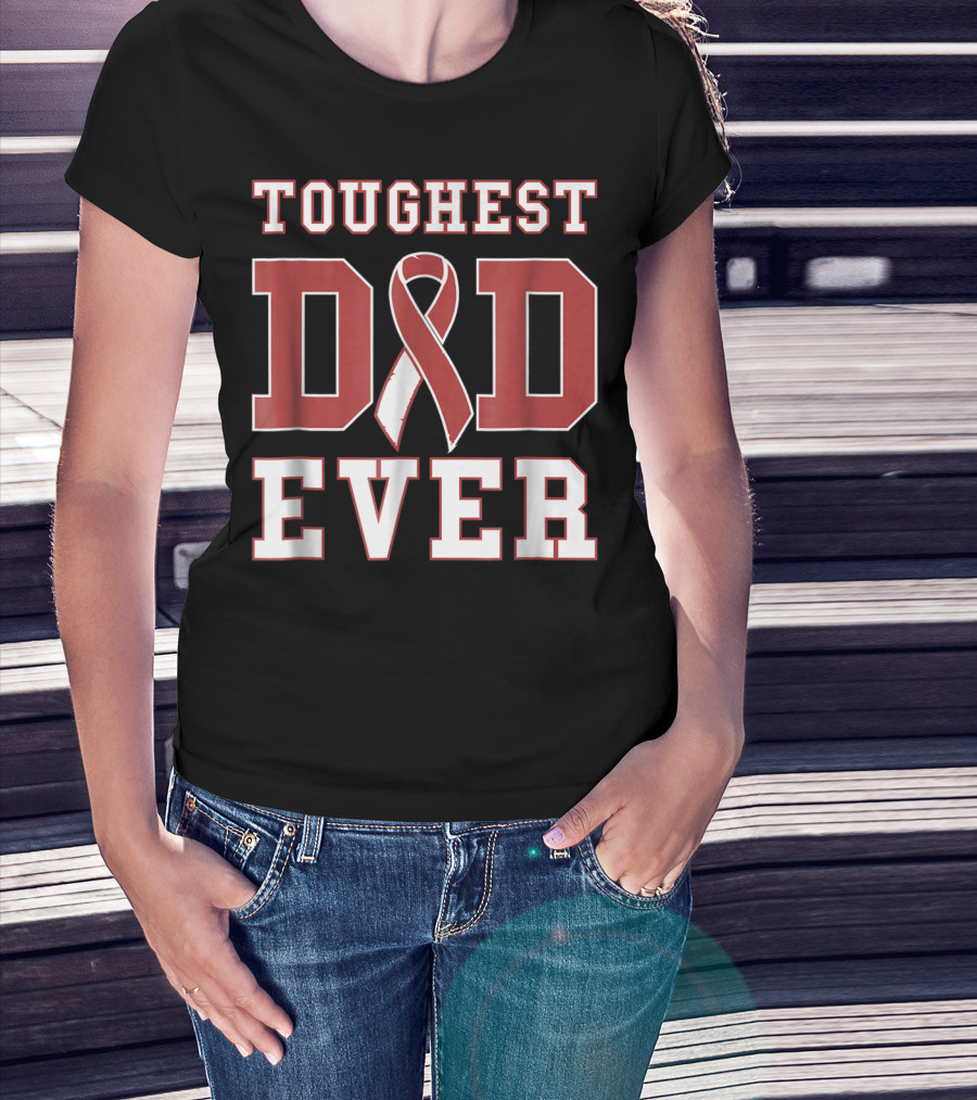 Toughest Dad Ever Head Neck Cancer Survivor Ribbon T-Shirt