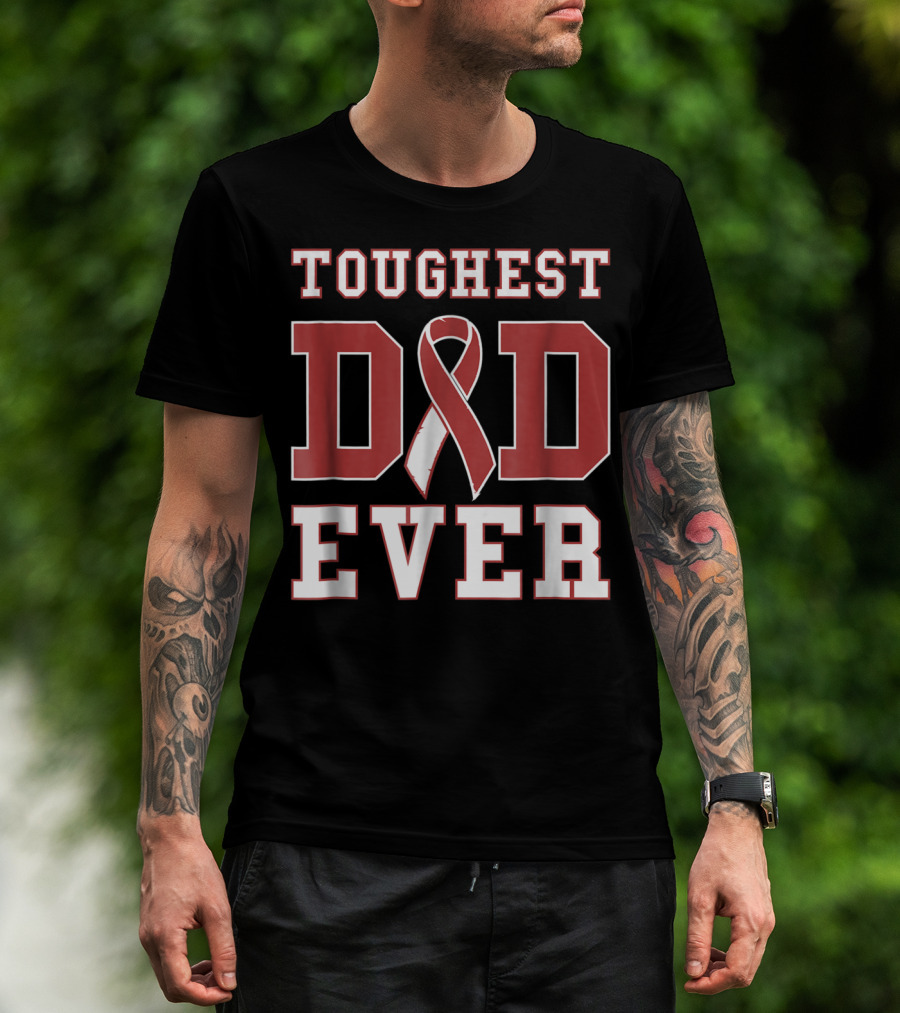 Toughest Dad Ever Head Neck Cancer Survivor Ribbon T-Shirt