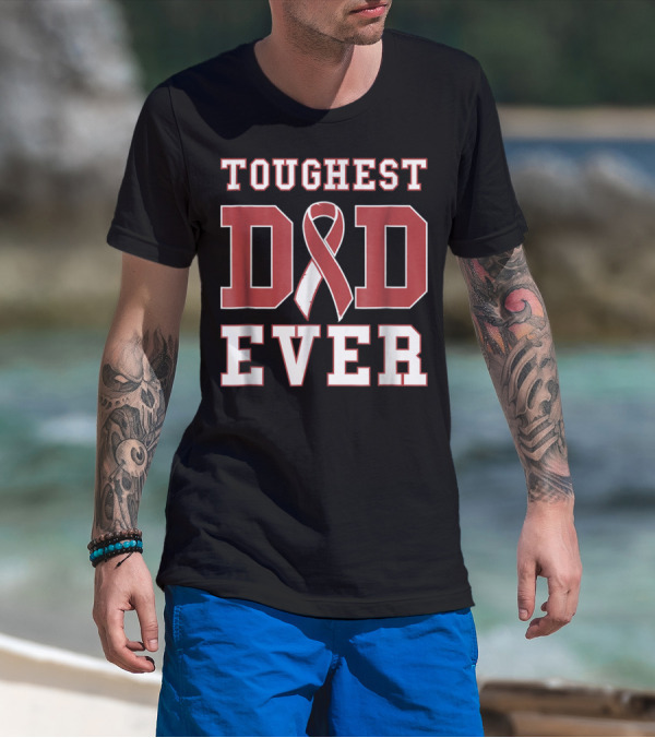 Toughest Dad Ever Head Neck Cancer Survivor Ribbon T-Shirt