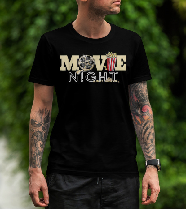 Movie Night Family Movie Night Popcorn Film Reel T-Shirt