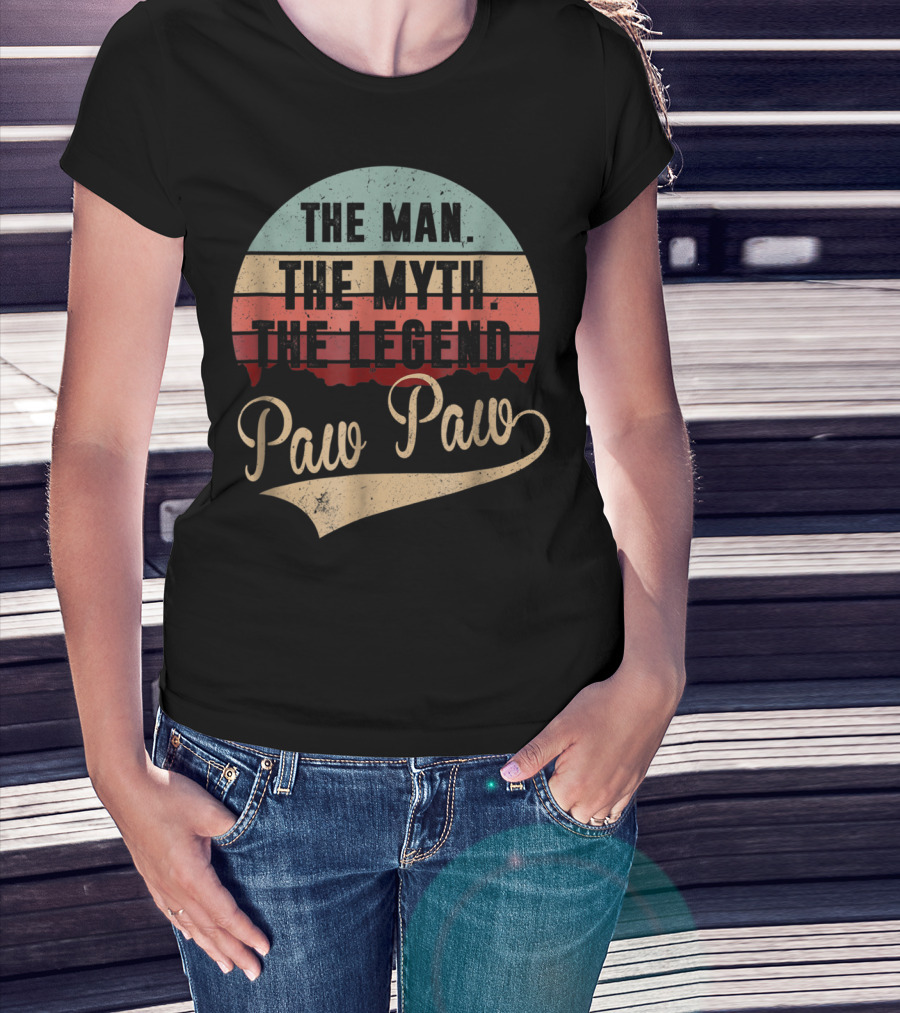 Paw Paw The Man The Myth The Legend Retro Vintage Sunset T-Shirt