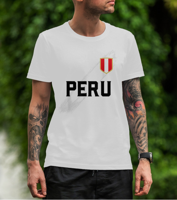 Peru Camiseta Peruvian Futbol Soccer Jersey With Flag T-Shirt