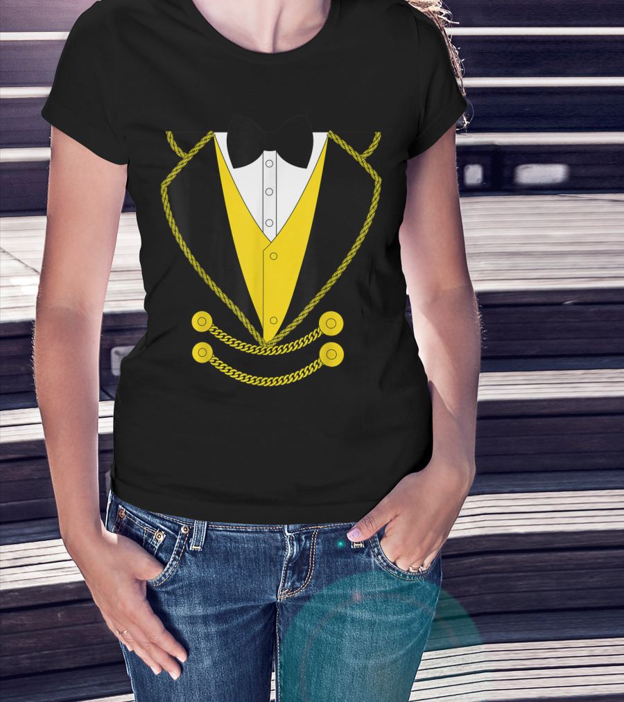 Ringmaster Costume Kids Circus Showman Outfit Black Yellow Tuxedo Bow Tie T-Shirt