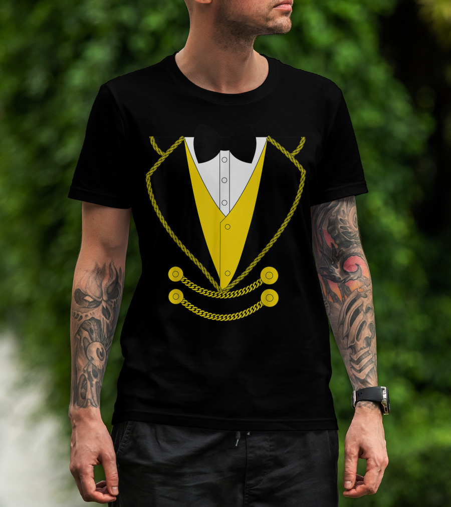 Ringmaster Costume Kids Circus Showman Outfit Black Yellow Tuxedo Bow Tie T-Shirt