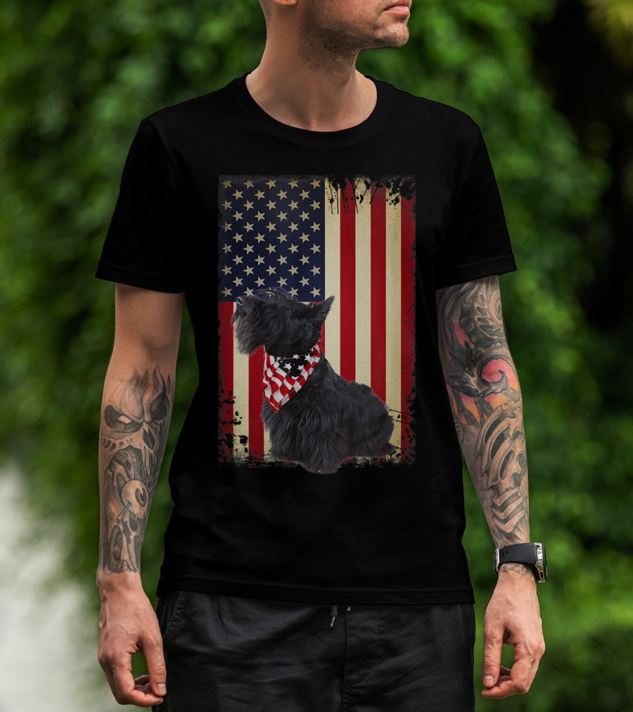 Scottish Terrier American Flag Bandana T-Shirt