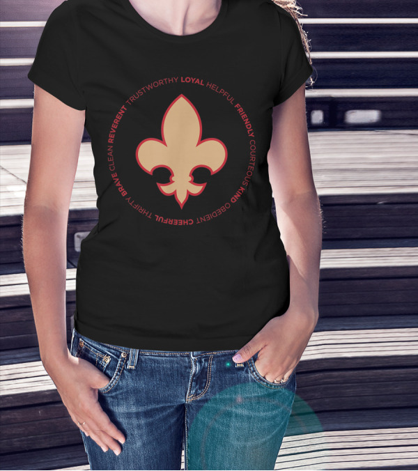 Scout Law Loyalty Trustworthy Helpful Friendly Courteous Kind Obedient Cheerful Thrifty Brave Clean Reverent Fleur-de-lis T-Shirt