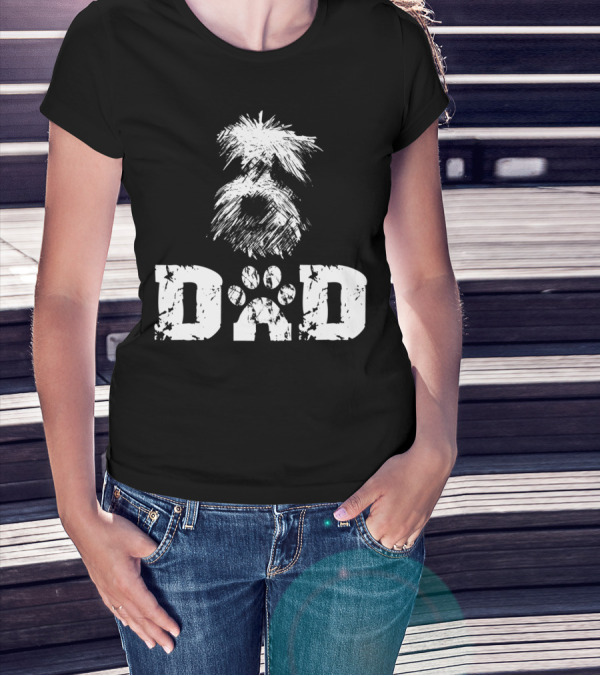 Sheepadoodle Dad Doodle Dog Paw Prints T-Shirt