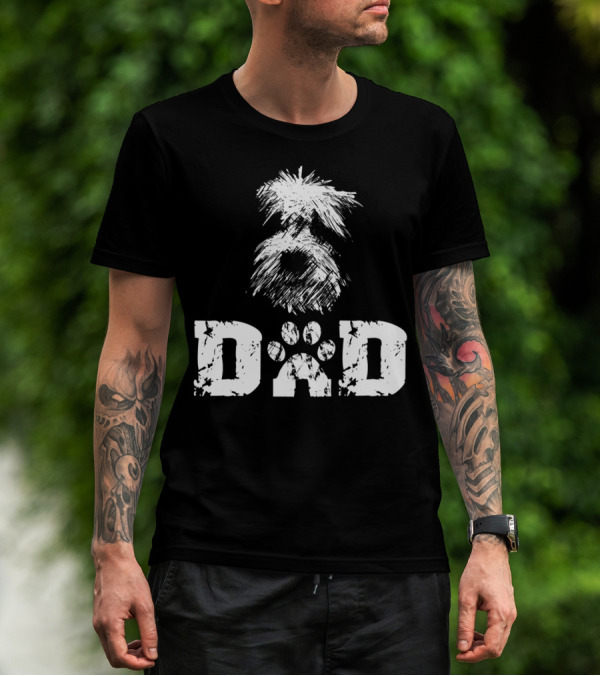 Sheepadoodle Dad Doodle Dog Paw Prints T-Shirt