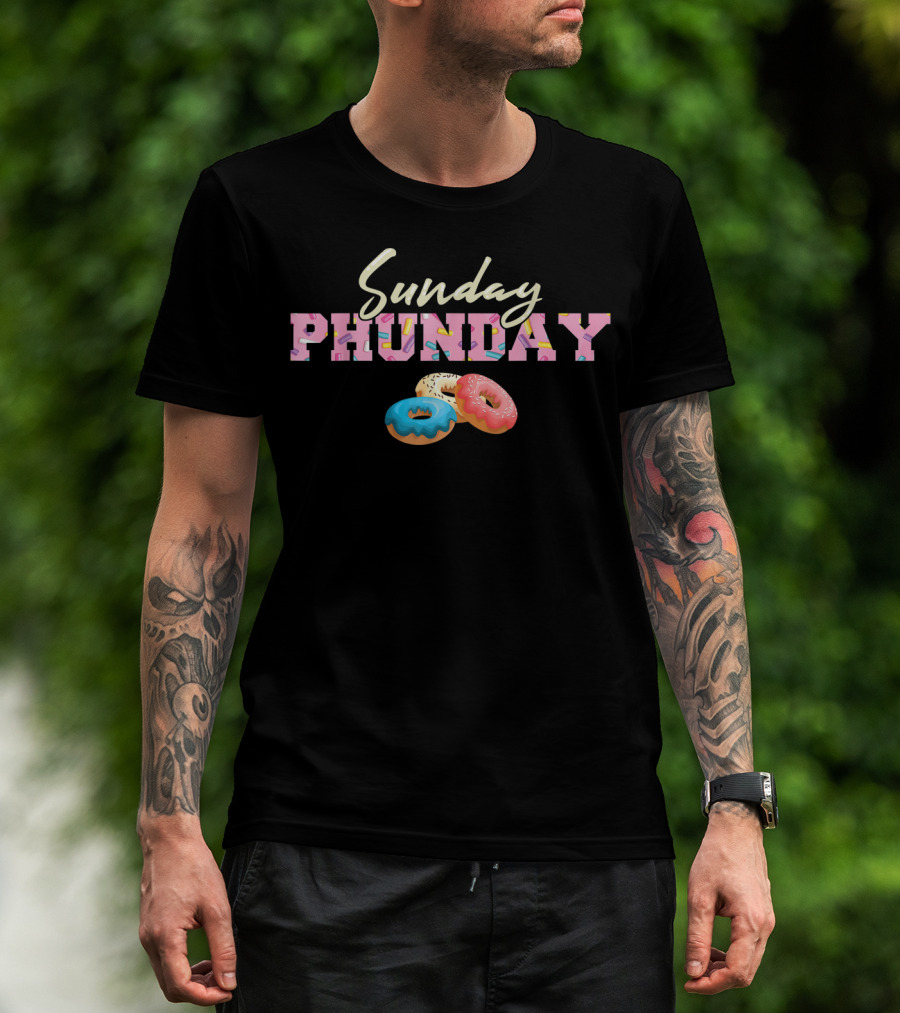 Sunday Phunday Colorful Donuts Fun Doughnut Vibes T-Shirt