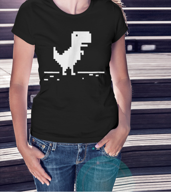 T Rex Pixel Dinosaur No Internet Game T-Shirt