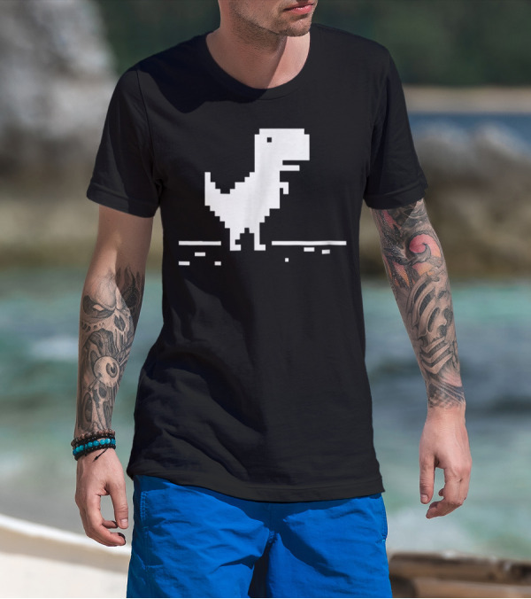 T Rex Pixel Dinosaur No Internet Game T-Shirt
