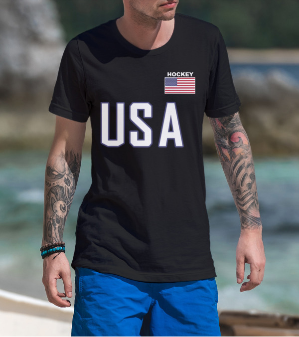 USA Flag Hockey Pocket Equipment Jacket T-Shirt