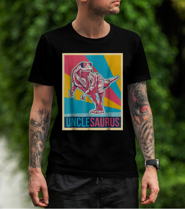 Unclesaurus Retro T-Rex Dinosaur Sunglasses Multicolor T-Shirt