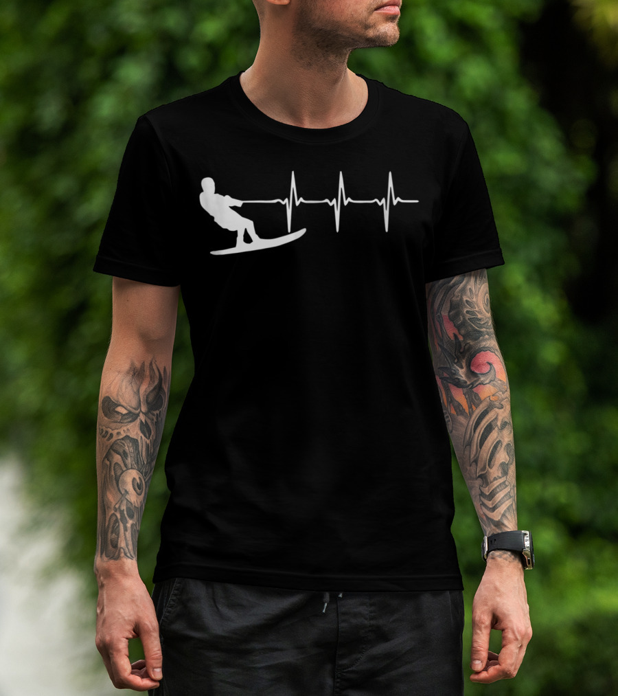 Waterski Heartbeat Pulse Design For Waterskiers T-Shirt