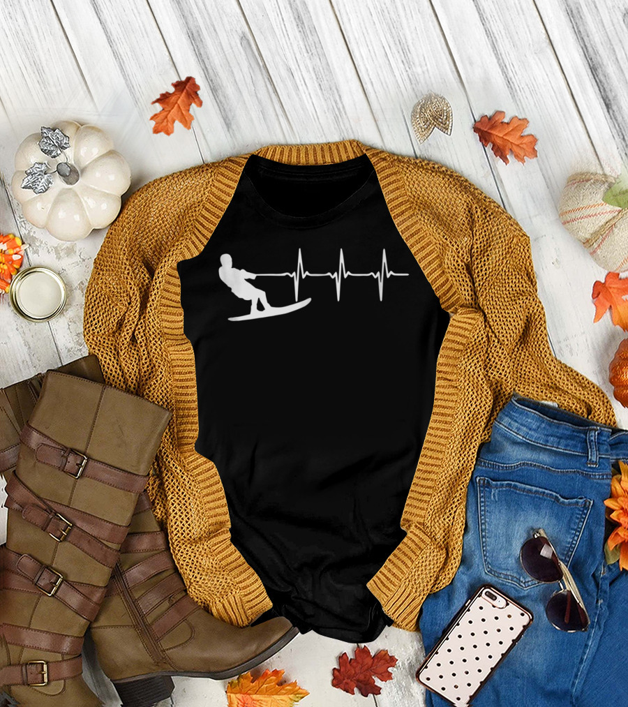 Waterski Heartbeat Pulse Design For Waterskiers T-Shirt