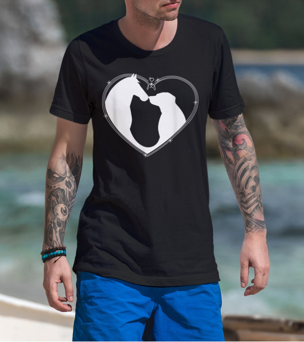 Horse Dog Heart Embrace Horseback Riding Puppy Love T-Shirt