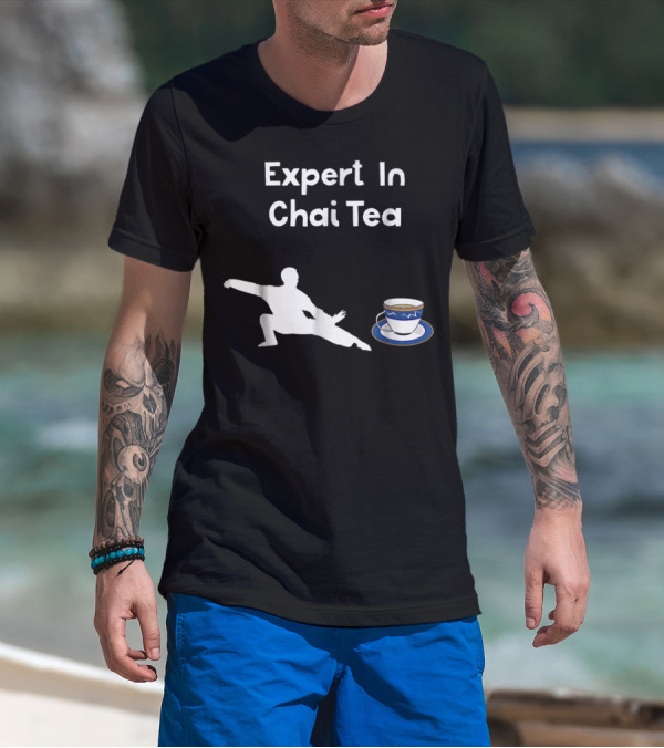 Funny Tai Chi Expert In Chai Tea Barista With Martial Arts Silhouette And Teacup T-Shirt