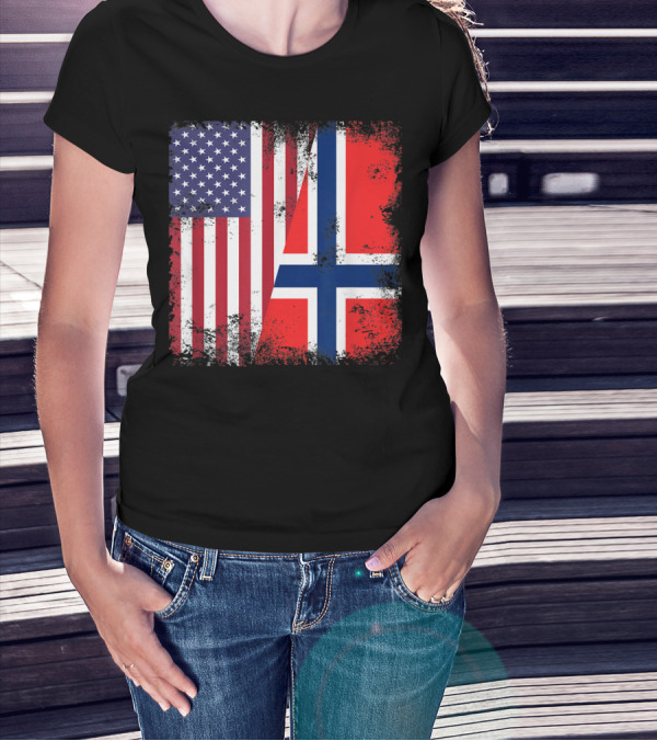 USA Norway Half Flag T-Shirt