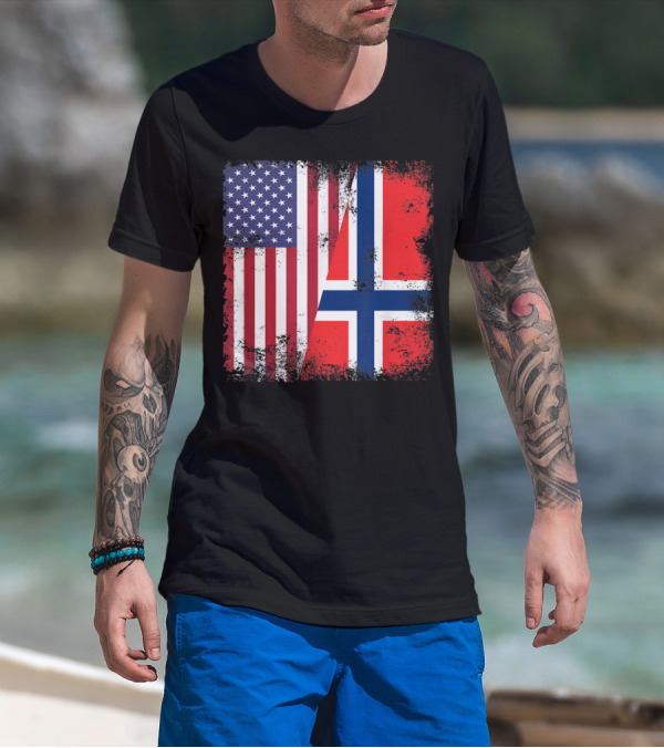 USA Norway Half Flag T-Shirt
