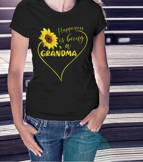 Happiness Is Being A Grandma Sunflower Heart T-Shirt