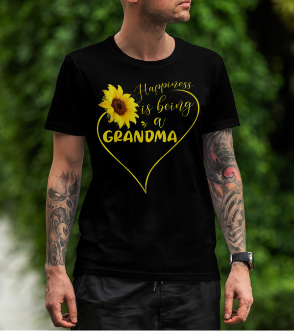 Happiness Is Being A Grandma Sunflower Heart T-Shirt