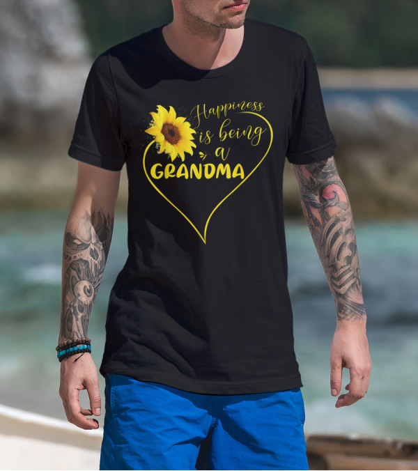 Happiness Is Being A Grandma Sunflower Heart T-Shirt