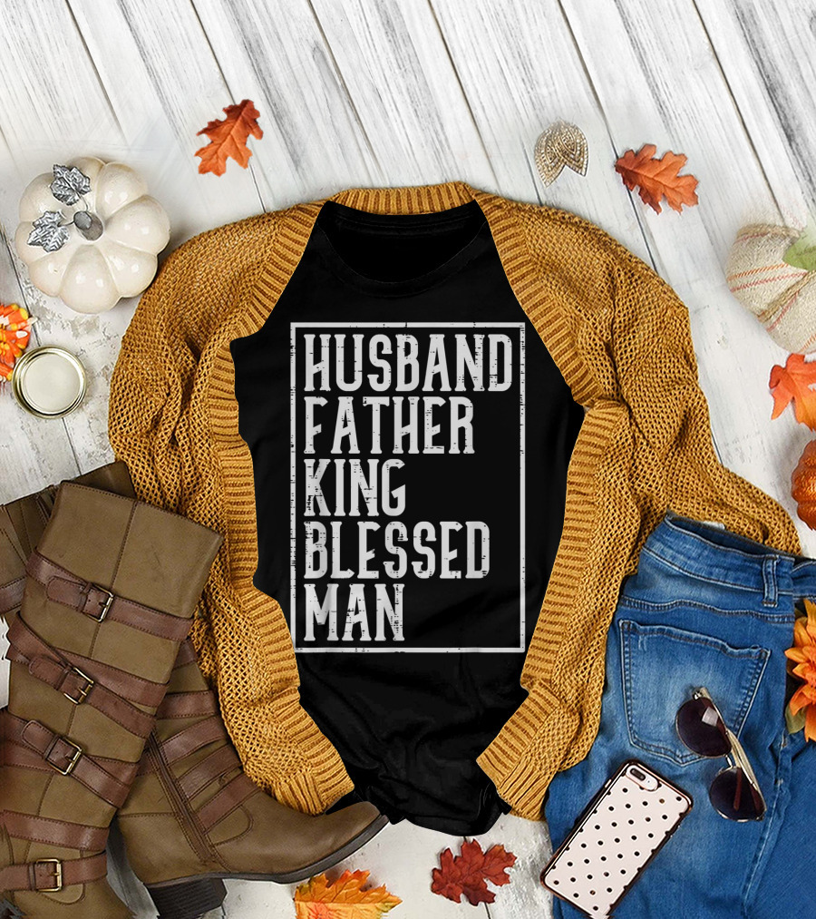 Husband Father King Blessed Man Black Pride T-Shirt