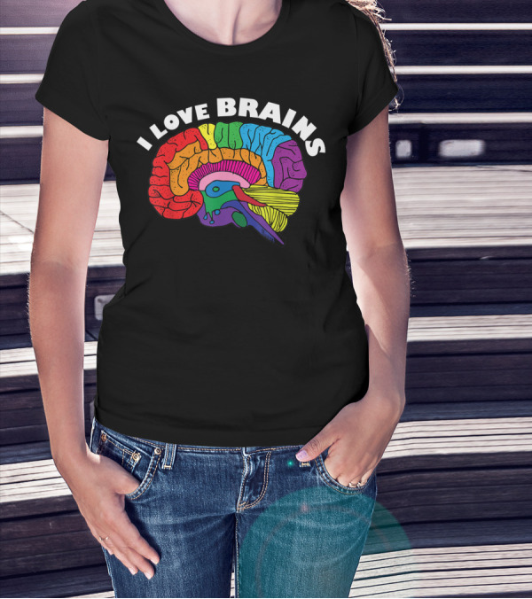 I Love Brains Neuroscience Neurologist Brain Lover Rainbow T-Shirt