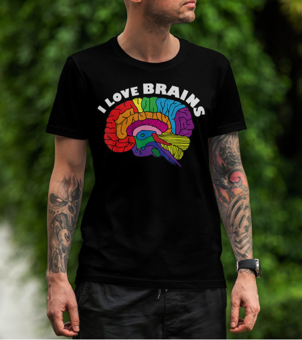 I Love Brains Neuroscience Neurologist Brain Lover Rainbow T-Shirt