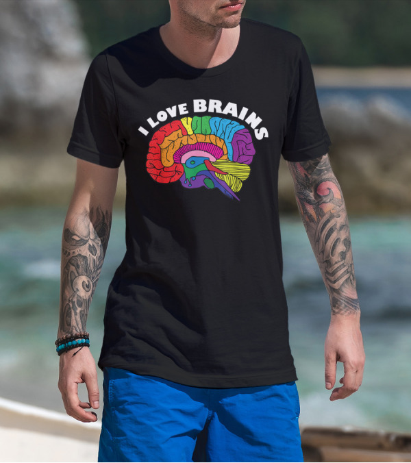 I Love Brains Neuroscience Neurologist Brain Lover Rainbow T-Shirt