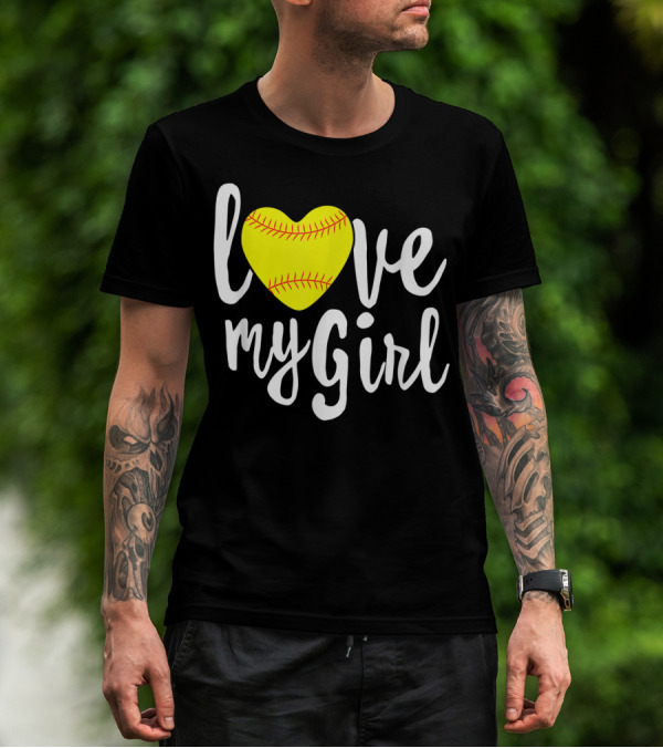 Love My Girl Softball Heart T-Shirt