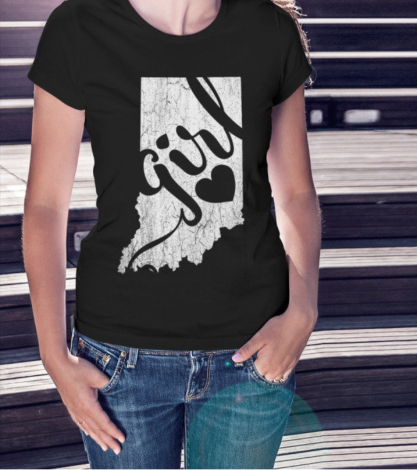 Indiana Girl Heart Map T-Shirt