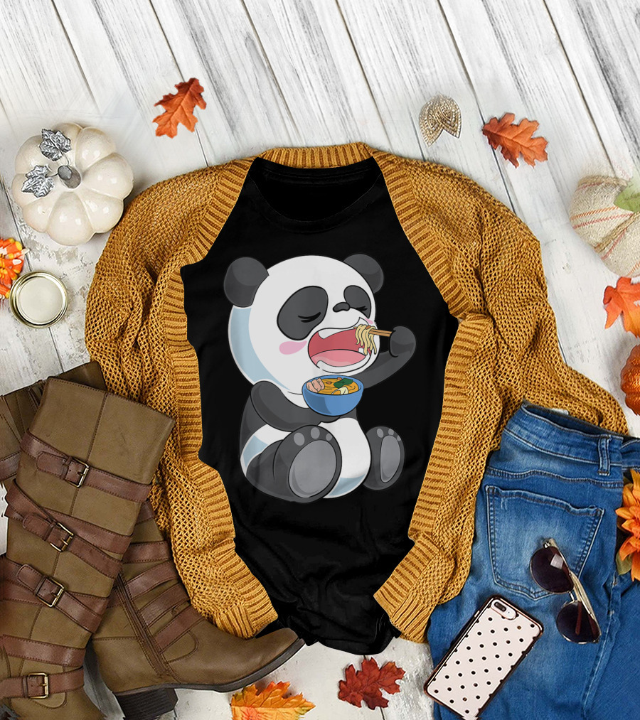 Ramen Eating Panda Bear with Japanese Noodles T-Shirt