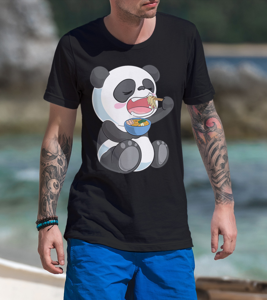 Ramen Eating Panda Bear With Japanese Noodles T-Shirt