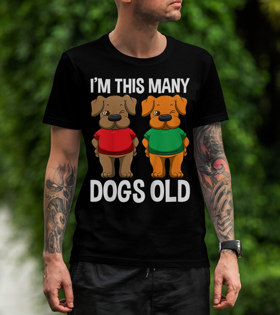 I'm This Many Dogs Old Cute Kids 2 Yr Boy Girl Birthday T-Shirt
