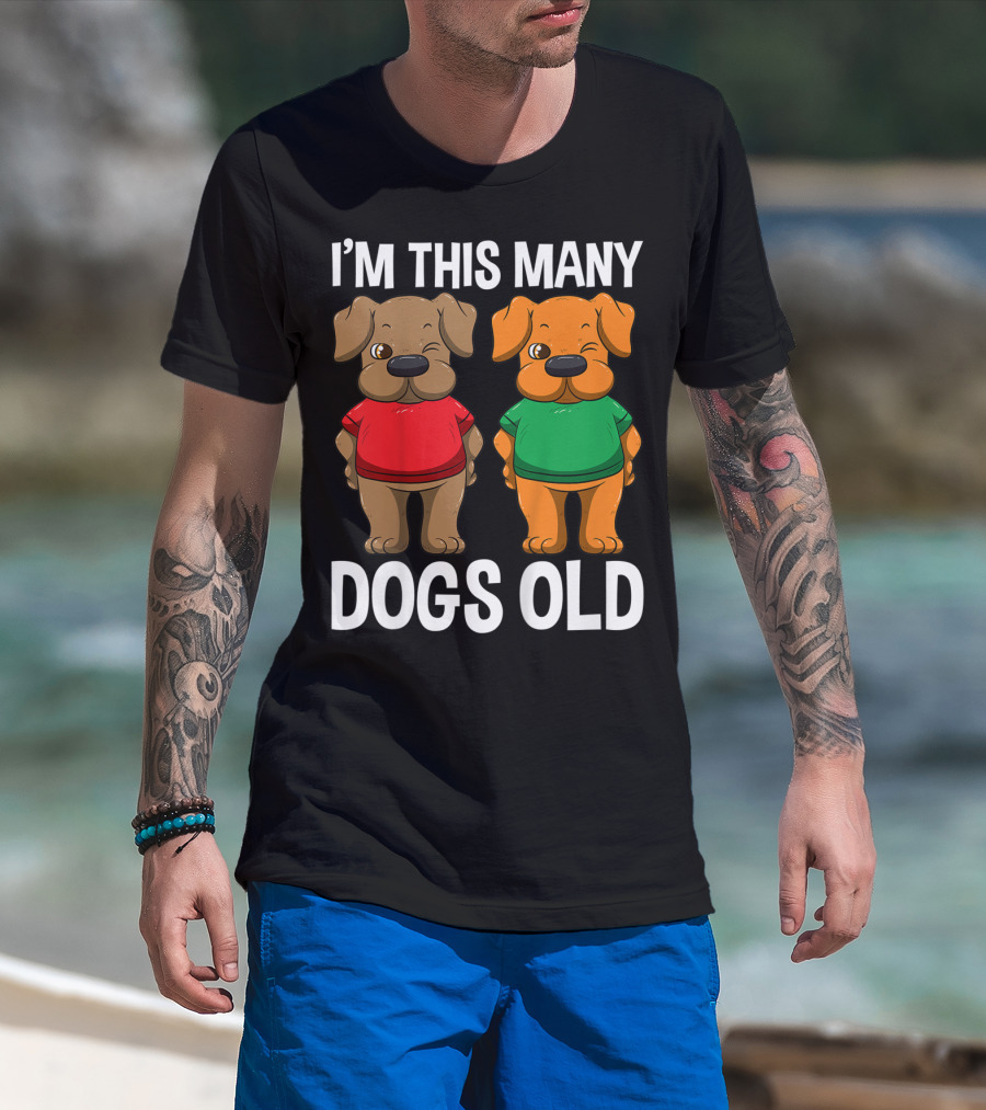 I'm This Many Dogs Old Cute Kids 2 Yr Boy Girl Birthday T-Shirt