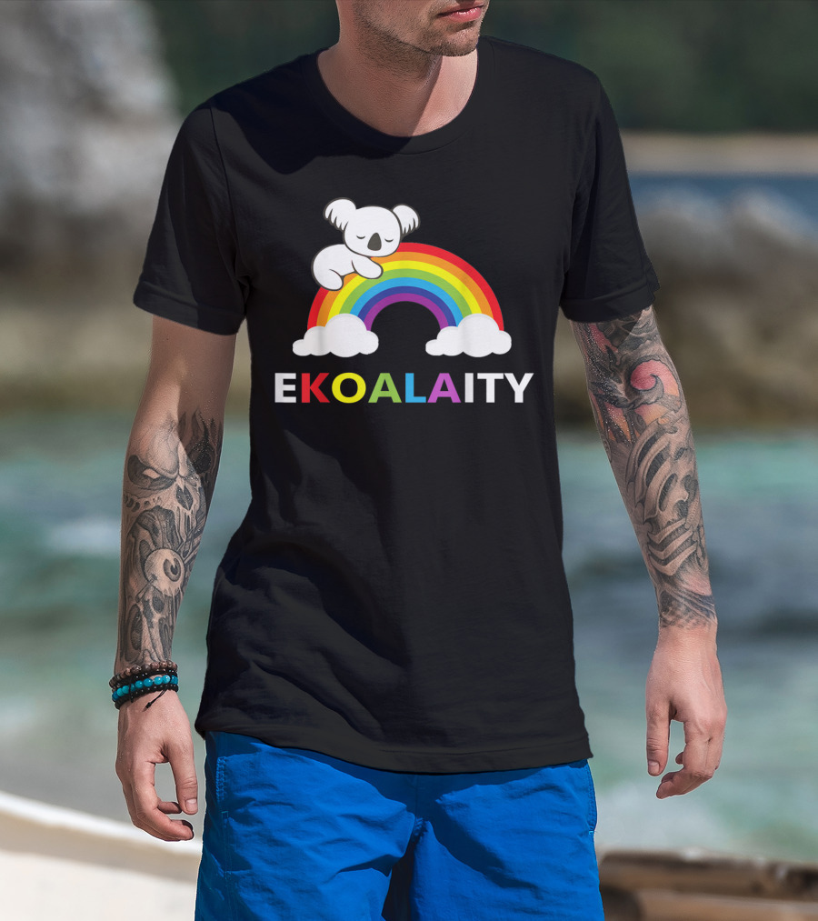 EKOALAITY Koala Rainbow Flag Gay Pride T-Shirt